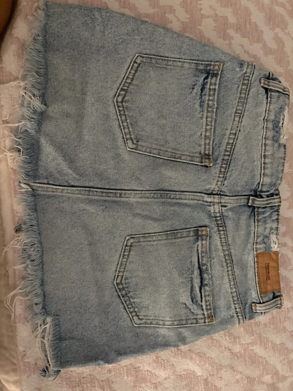 Zara Light Wash Distressed Denim Mini Skirt - Picture 2 of 4